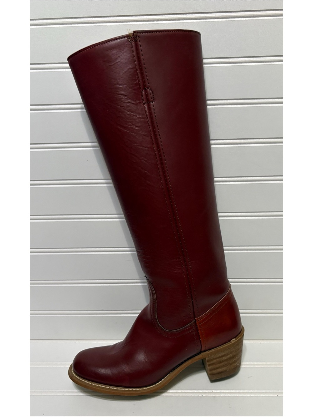 FRYE Red Leather Vintage Black Label Campus Boots Made in USA Womens Size 6 B - Picture 8 of 12